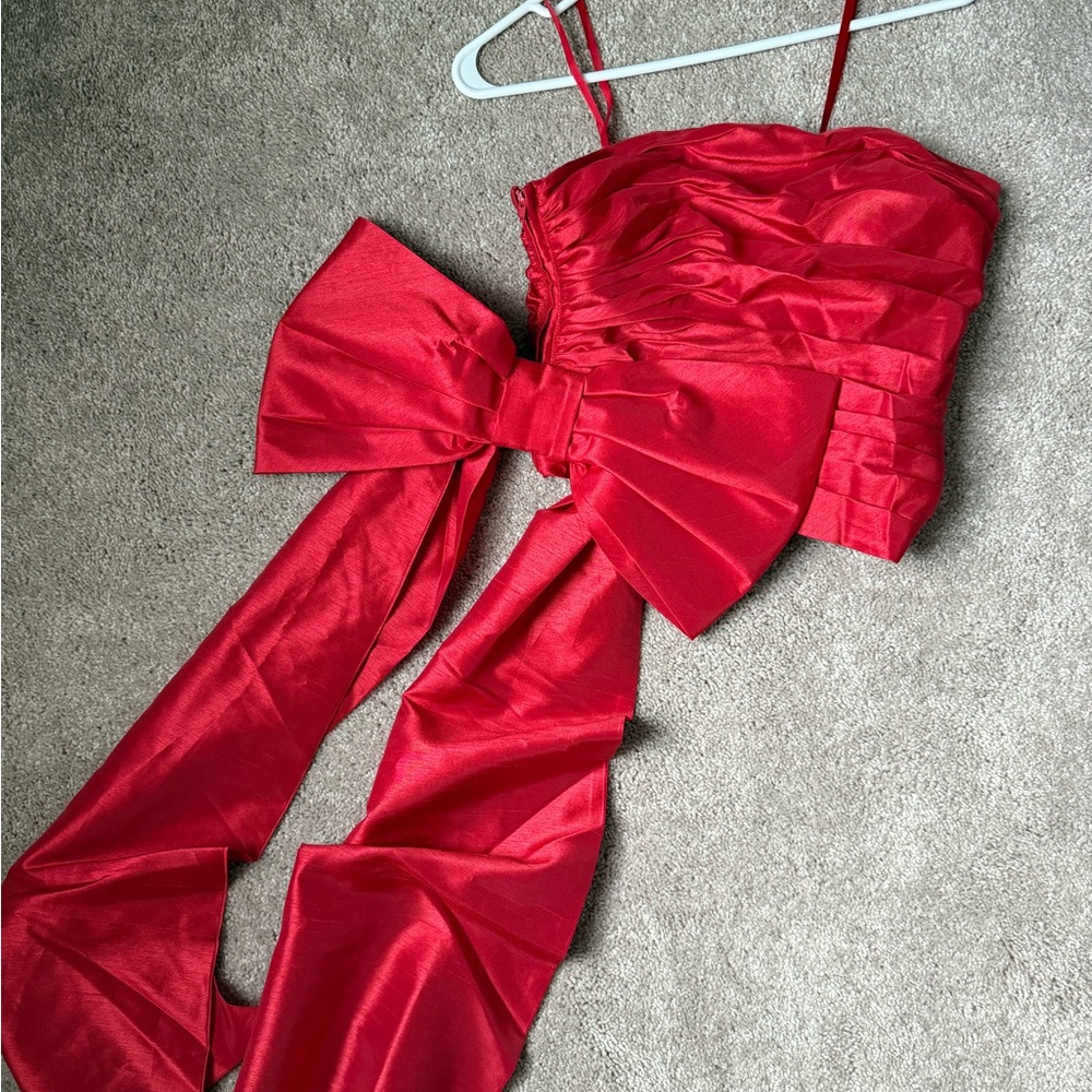 Hutch Red Bow Crop Top